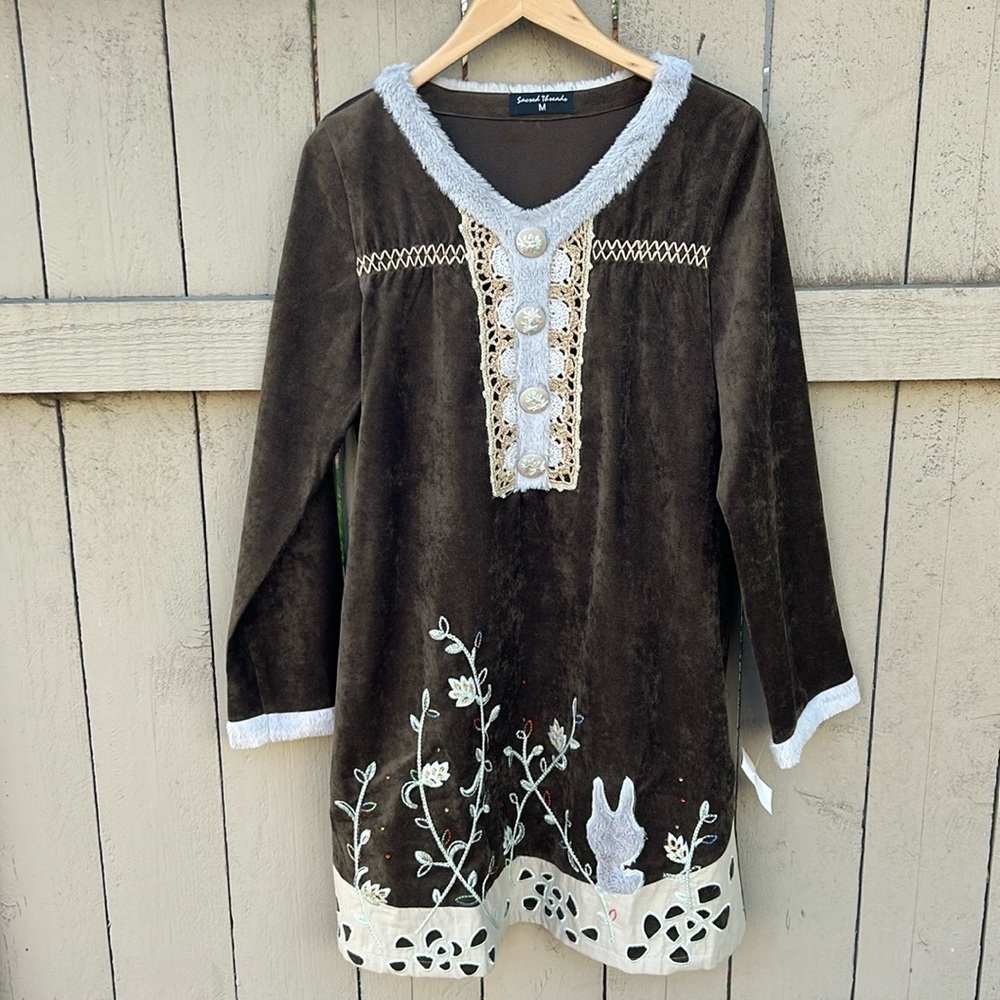 Sacred Threads Bohemian Dress With Embroidery Floral Details Festival Ch…